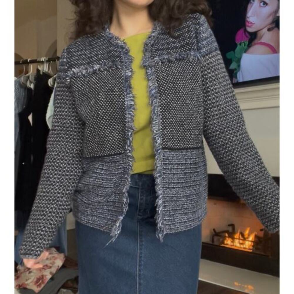 2000s Boho‎ Chic Blue Distressed Patchwork Jacket - image 2